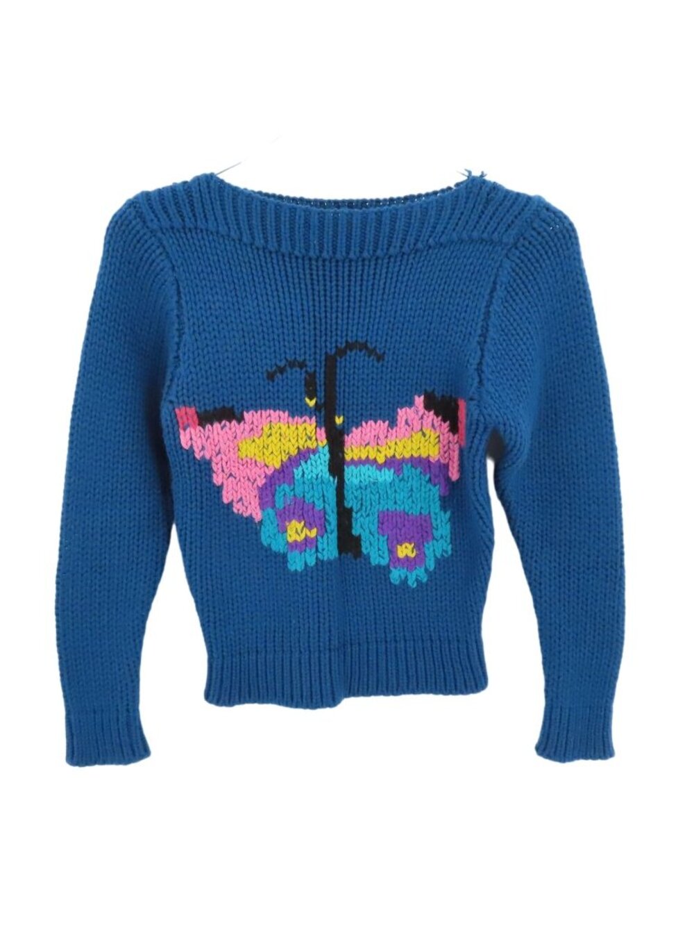 VTG Just Arrived Girls Medium Knit Butterfly Pullover Boat Neck Sweater Jumper